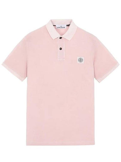 Logo Patch Washing Polo Shirt Pink - STONE ISLAND - BALAAN 2