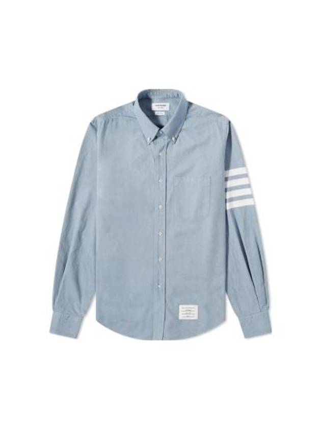 Men's Diagonal Solid Flannel Long Sleeve Shirt Blue - THOM BROWNE - BALAAN 2