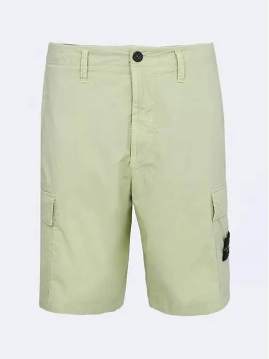 Men's Waffen Patch Garment Dyed Cargo Shorts Light Green - STONE ISLAND - BALAAN.