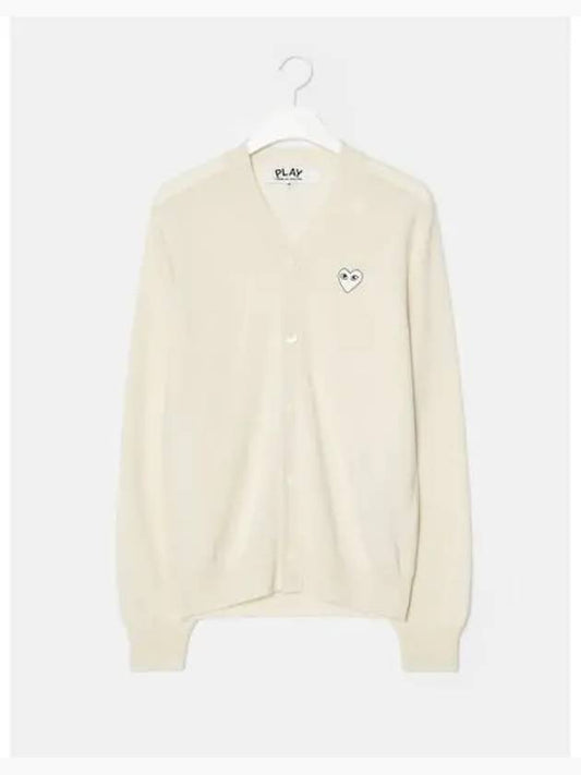 Men s White Heart Wappen Spring Fall Cardigan Natural Domestic Product GM0023011345956 - COMME DES GARCONS PLAY - BALAAN 1