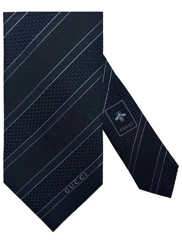 Men's Striped Tie Dark Navy - GUCCI - BALAAN 2