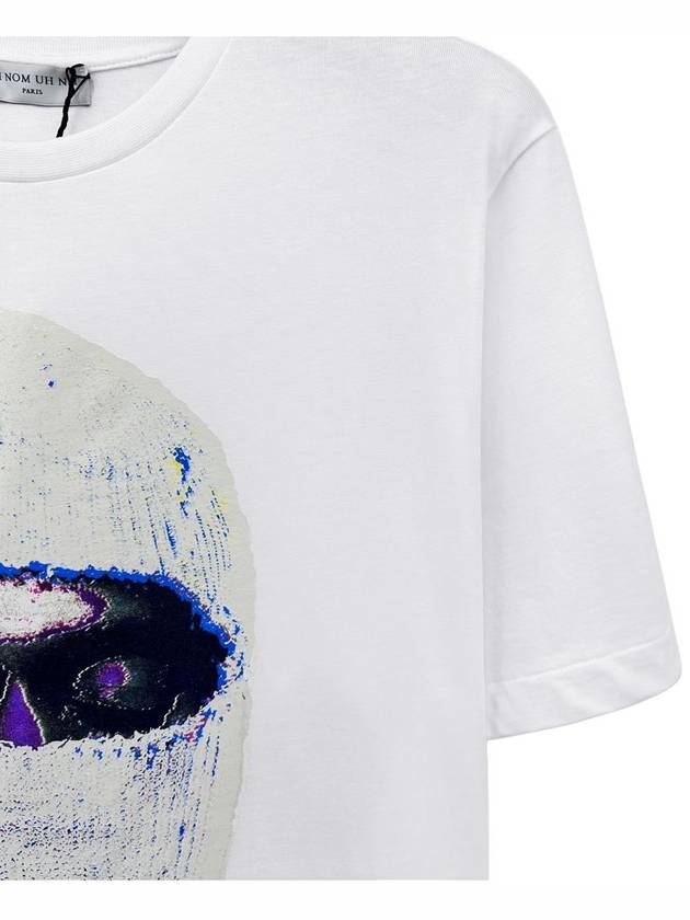 Men's Milk Mask Printing Short Sleeve T-Shirt White - IH NOM UH NIT - BALAAN 4