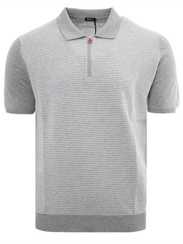 half zip cotton PK shirt gray - KITON - BALAAN.