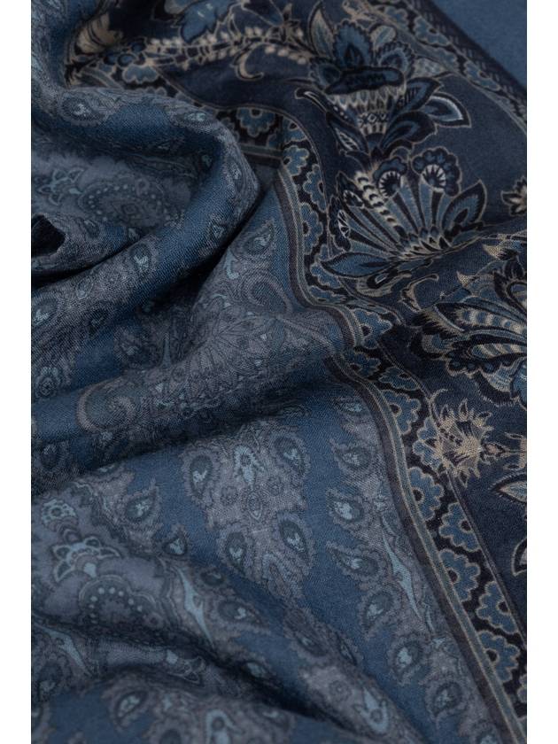 Etro Cashmere Scarf With Decorative Pattern, Men's, Navy Blue - ETRO - BALAAN 3