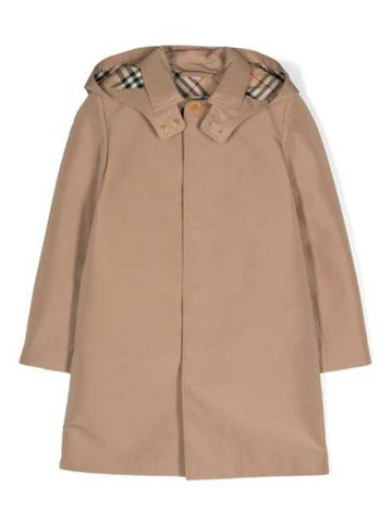 Kids Light Weight Hooded Trench Coat Camel - BURBERRY - BALAAN 1