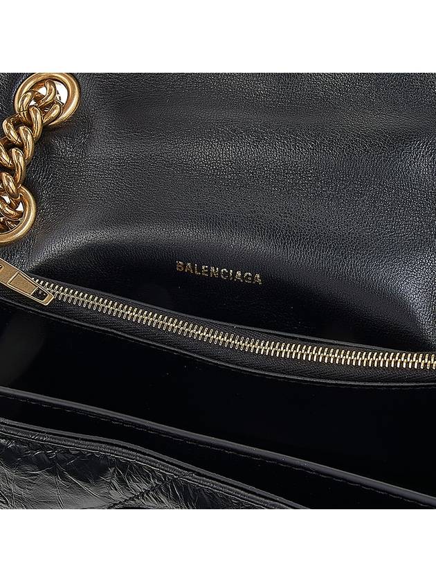 Women's Crush Logo Gold Chain Small Shoulder Bag Black - BALENCIAGA - BALAAN 9