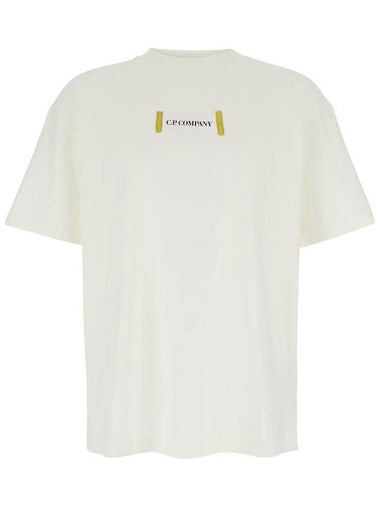 White T-Shirt With Logo On The Front And Maxi Logo On The Back In Cotton Man - CP COMPANY - BALAAN 1