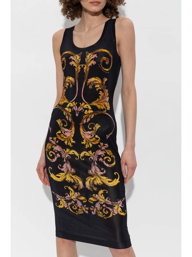 Versace Jeans Couture Dress With Outline Barocco Print, Women's, Black - VERSACE - BALAAN 3