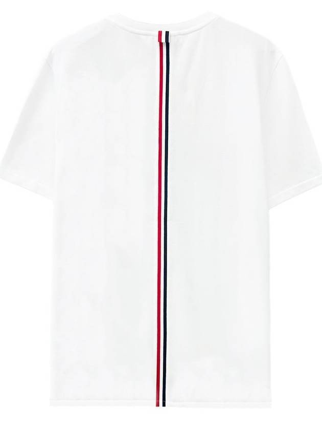 Men's Center Back Striped Short Sleeve T-Shirt White - THOM BROWNE - BALAAN 3