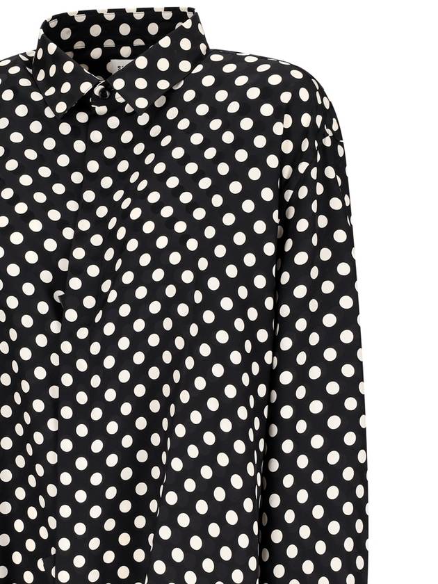 Polka Dot Silk Long Sleeve Shirt Black - SAINT LAURENT - BALAAN 4