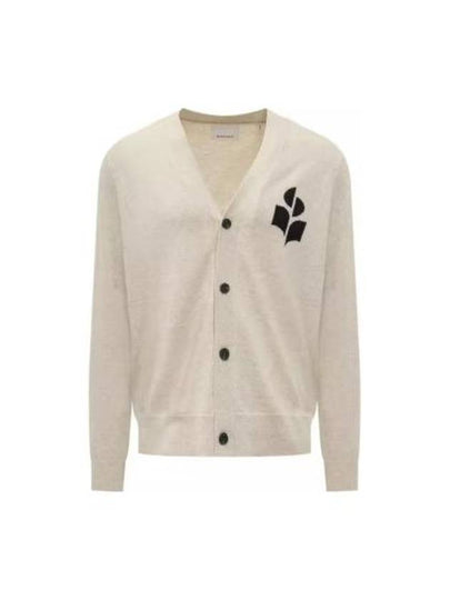 Men's Logo Intarsia Cardigan Beige - ISABEL MARANT - BALAAN 2