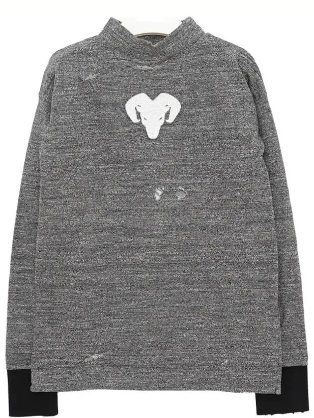 Mock Neck Printed Cotton Long Sleeve T-shirt Grey - MAISON MARGIELA - BALAAN 4