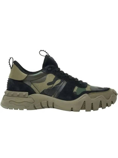 Men's Rock Runner Camo Low Top Sneakers Green - VALENTINO - BALAAN 2