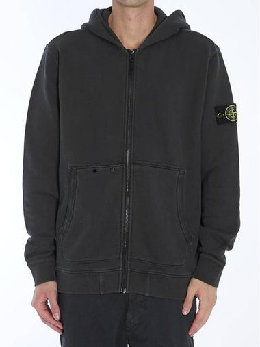 Logo Patch Zip-Up Hoodie Dark Grey - STONE ISLAND - BALAAN 1