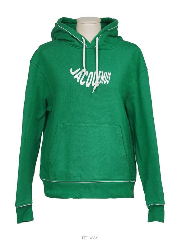 Jacquemus Le Sweatshirt Beige Wave Logo Hood Green 74490 - JACQUEMUS - BALAAN 1