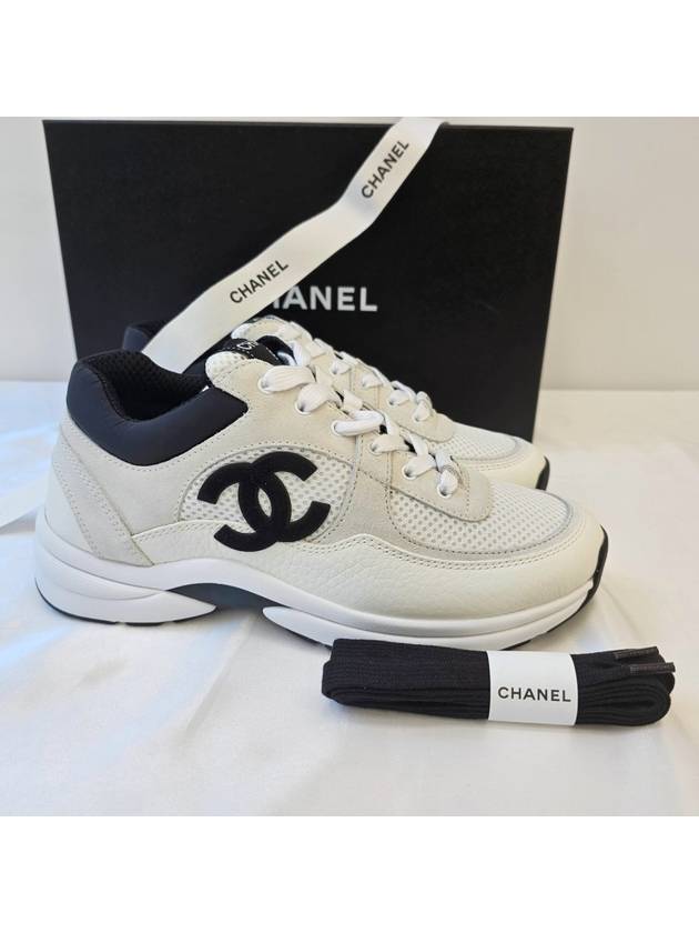 CC Logo Suede Tennis Low Top Sneakers Black - CHANEL - BALAAN 7