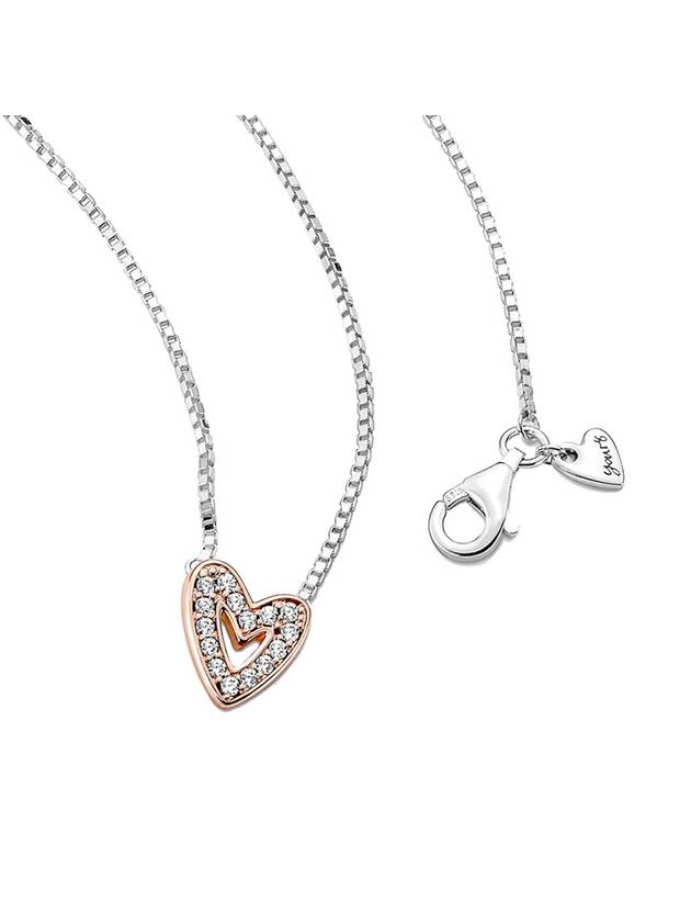 Sparkling Freehand Heart Necklace Silver Gold - PANDORA - BALAAN 1