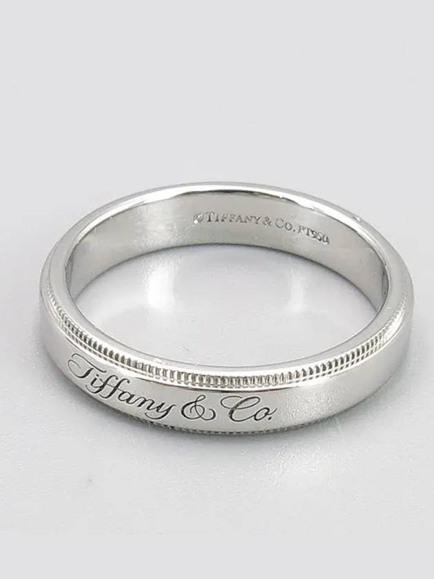 Tiffany PT950 Platinum Milgrain Edge 4mm Band Ring No 17 - TIFFANY & CO. - BALAAN 2