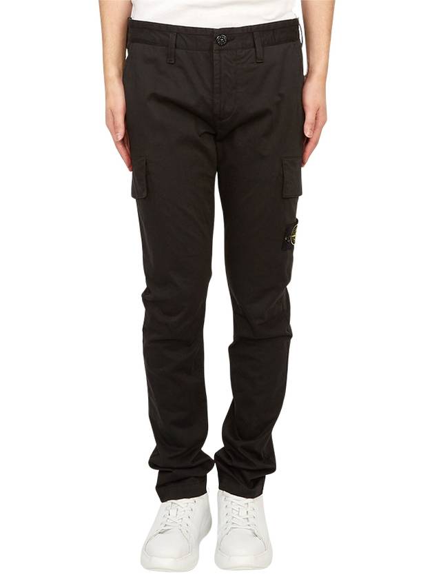 Logo Patch Cargo Straight Pants Black - STONE ISLAND - BALAAN 2