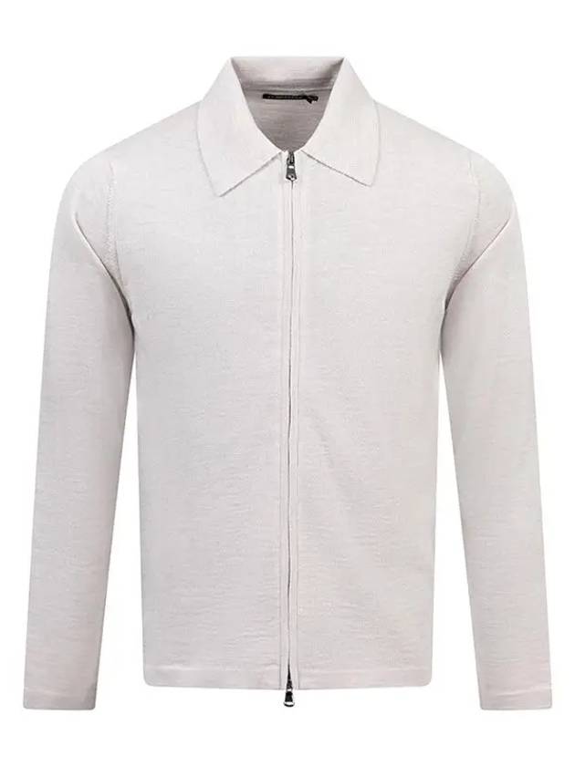 Men's Kaleb Zipper Merino Cardigan Moonbeam - J.LINDEBERG - BALAAN 2