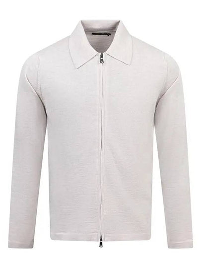 Men's Kaleb Zipper Merino Cardigan Moonbeam - J.LINDEBERG - BALAAN 2