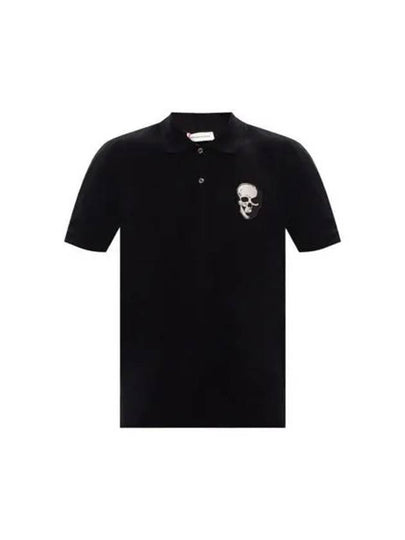 Men's Skull Patch Short Sleeve Polo Shirt Black - ALEXANDER MCQUEEN - BALAAN 2