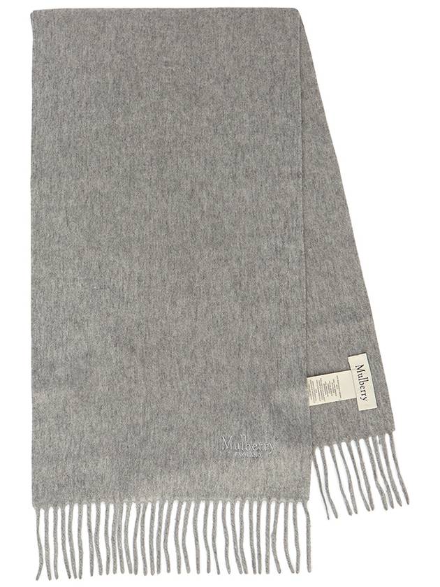 Small Solid Merino Wool Muffler Grey - MULBERRY - BALAAN 2