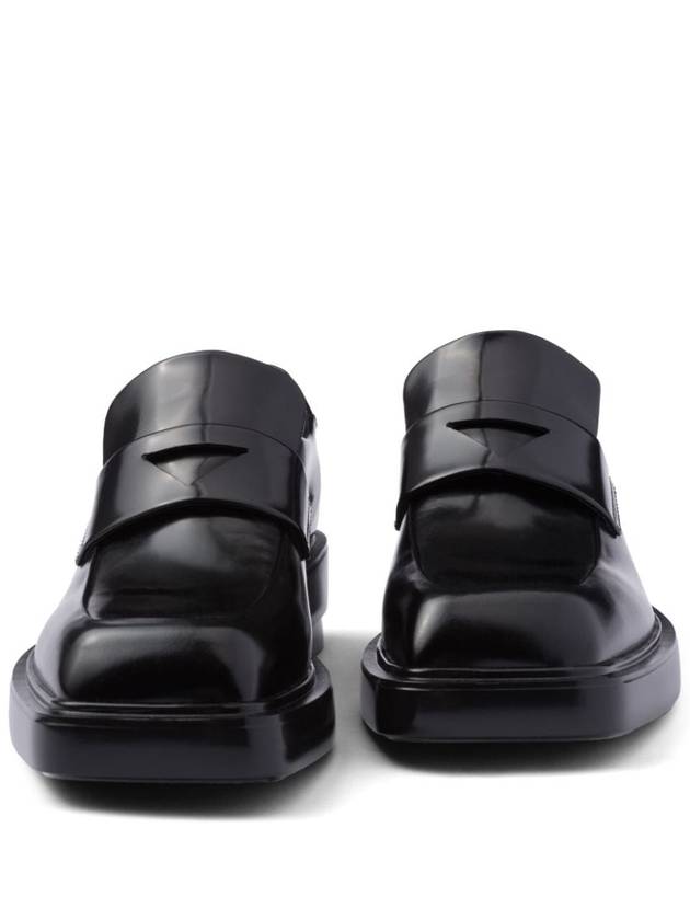 Square Toe Leather Loafers Black - PRADA - BALAAN 3