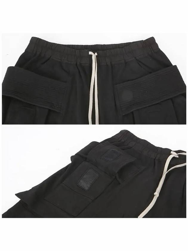 Drawstring Drop Crotch Cotton Straight Pants Black - RICK OWENS - BALAAN 7