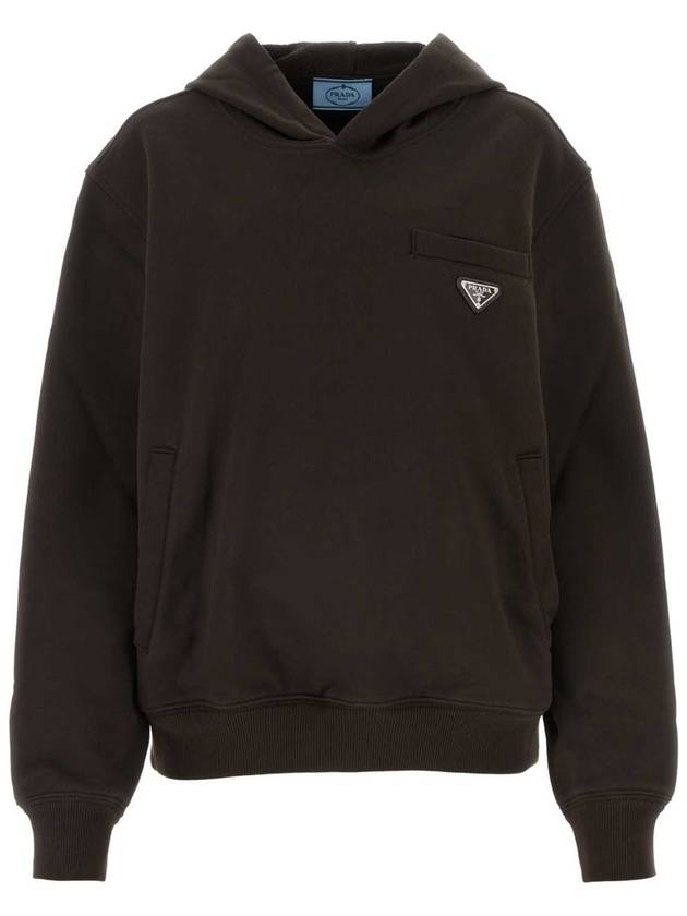 Cotton Fleece Hoodie Brown - PRADA - BALAAN 2