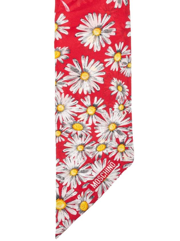 Moschino Silk Scarf With Floral Pattern, Women's, Red - MOSCHINO - BALAAN 4