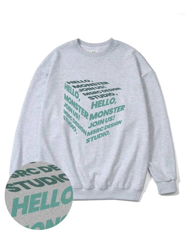 Cube Jade Green Overfit Sweatshirt Melange Grey - MONSTER REPUBLIC - BALAAN 3