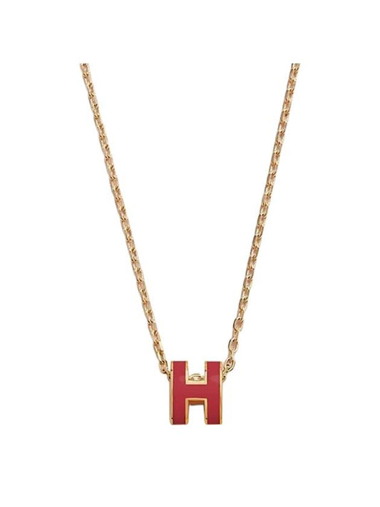 Mini Pop H Pendant Necklace Gold Rouge Grenat - HERMES - BALAAN 1