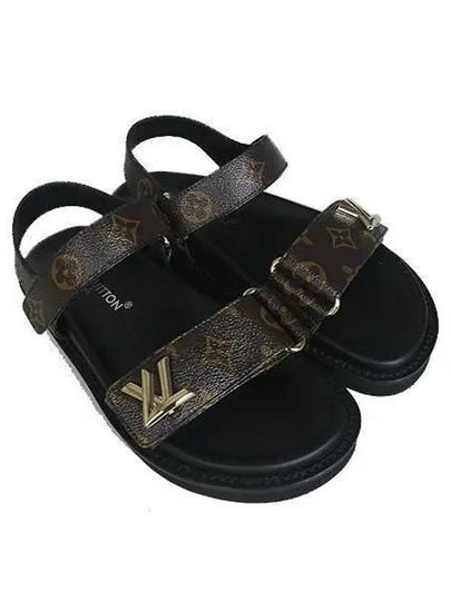 1ABVGY LV Gold Plated Sunset Monogram Canvas Flat Comfort Sandals 38 250 - LOUIS VUITTON - BALAAN 2