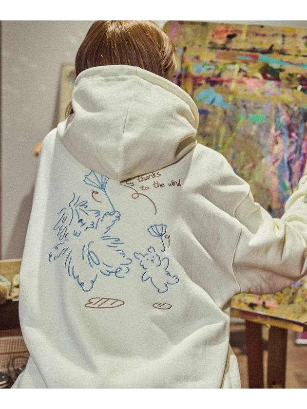 Wind Puppy Embroidered Hooded Zip Up Cream - CPGN STUDIO - BALAAN 3