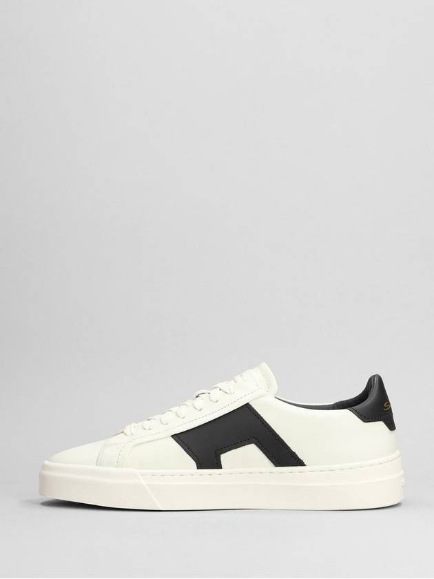 Double Buckle Leather Low-Top Sneakers White - SANTONI - BALAAN 4