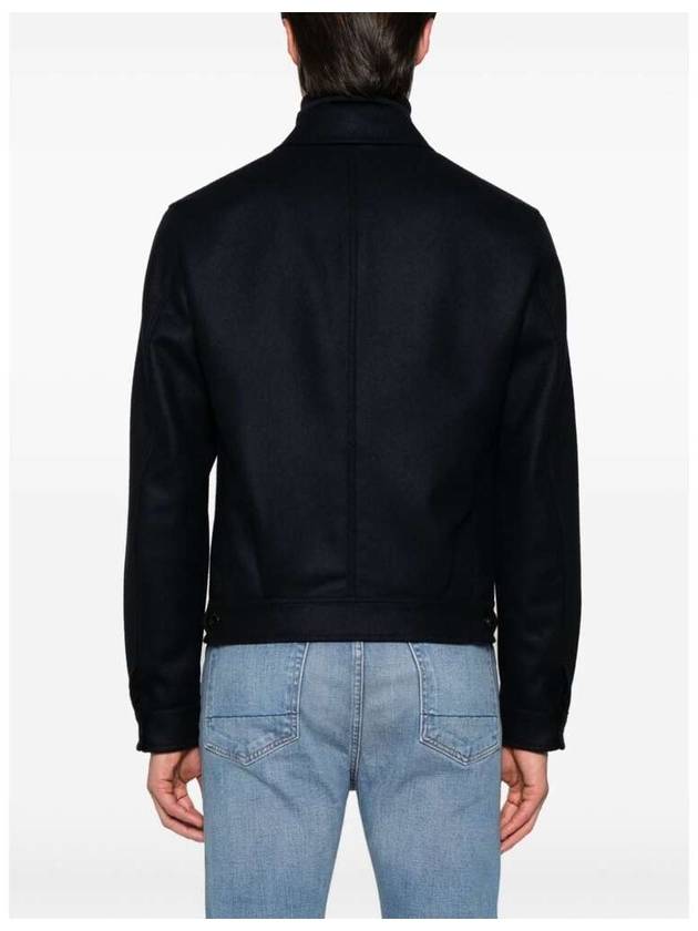 Light Melton Officer Zip Up Jacket Navy - TOM FORD - BALAAN 6