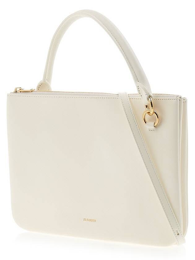 Leather Logo Clutch Bag White - JIL SANDER - BALAAN.