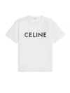 Logo Print Cotton Short Sleeve T-shirt White - CELINE - BALAAN 2