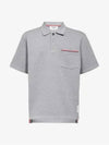 RWB Pocket Interlock Cotton Short Sleeve Polo Shirt Grey - THOM BROWNE - BALAAN 2