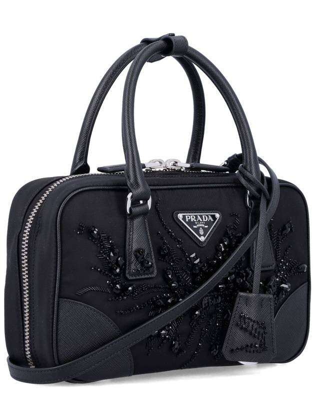 Embroidered detailing mini tote bag black - PRADA - BALAAN 4