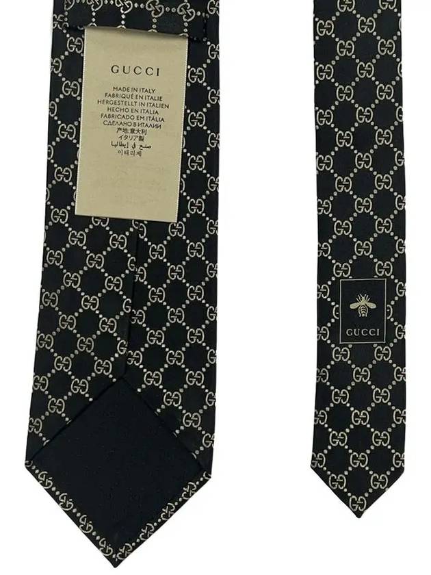 GG Logo Silk Jacquard Tie Black - GUCCI - BALAAN 7