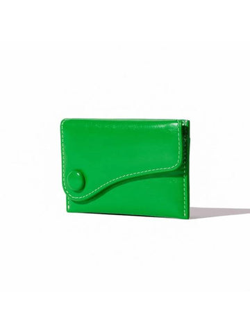 Dot Saddle Slim Mini Transportation Card Wallet Green - LE MASQUE - BALAAN 1