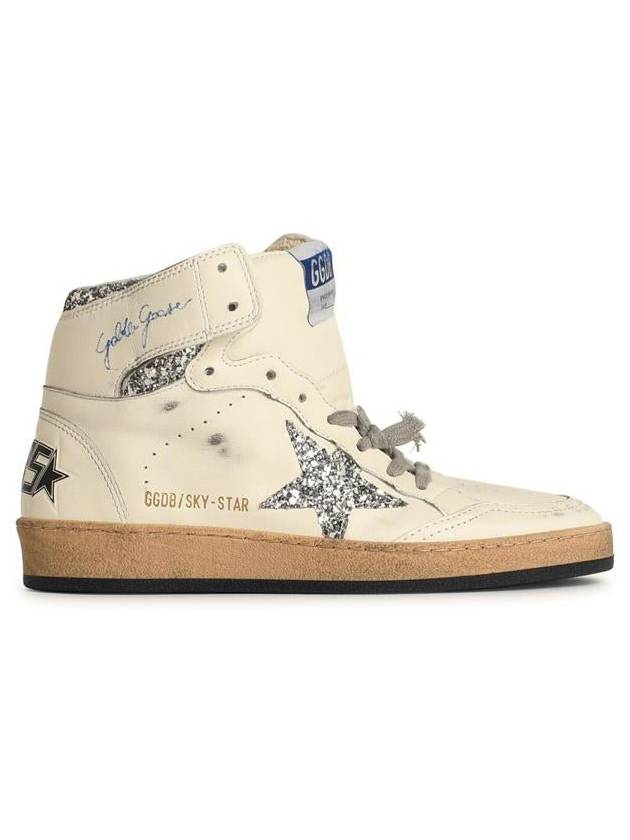 Sky Star Glitter Logo High Top Sneakers White - GOLDEN GOOSE - BALAAN 2