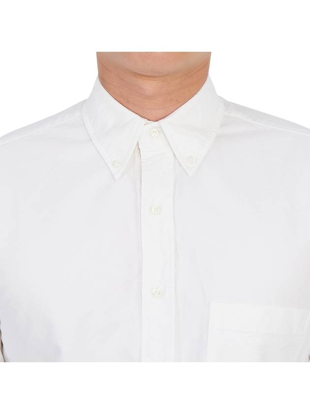 Oxford Grosgrain Placket Cotton Long Sleeve Shirt White - THOM BROWNE - BALAAN 8