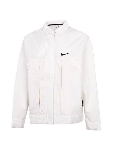 Swoosh Woven Back Logo Jacket Ivory - NIKE - BALAAN 1