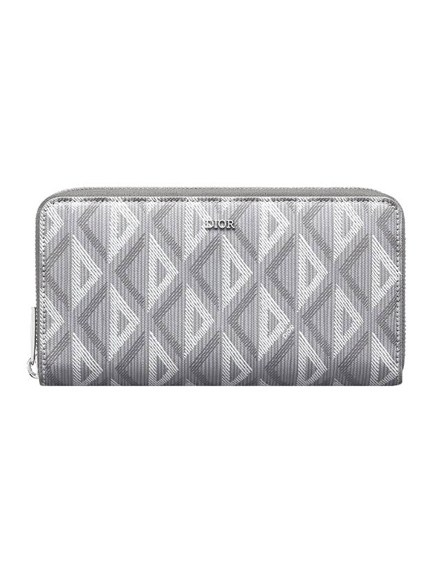 Homme CD Diamond Zipper Long Wallet Grey - DIOR - BALAAN 1