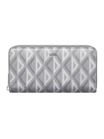 Homme CD Diamond Zipper Long Wallet Grey - DIOR - BALAAN 1