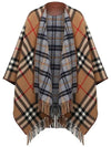 Reversible Check Wool Cape Camel - BURBERRY - BALAAN 3