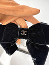 Cambon Package CC Logo Velvet Ribbon Pin Big Hairpin Black Gold AA8557 - CHANEL - BALAAN 4